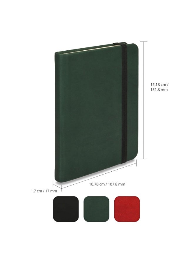 FIS® Executive Notebook, Italian PU Materials, A6 Size(105x148mm,) Round Corners, 96 Sheets, Single Ruled, 70gsm Italian Ivory Paper with Elastic Band Closure, 1 Piece, Green Color-FSNBEXA696GR - Image 4